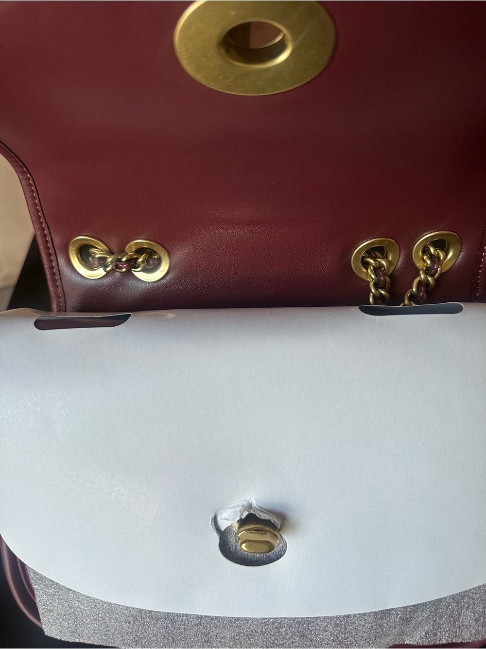Coach quilted Madison Leather Shoulder Bag in Wine color. - Picture 2 of 12